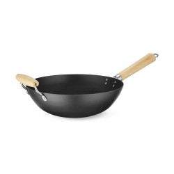 Wok avec manche en bois