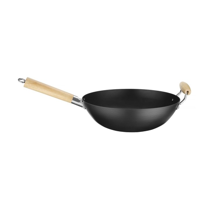 Wok avec manche en bois