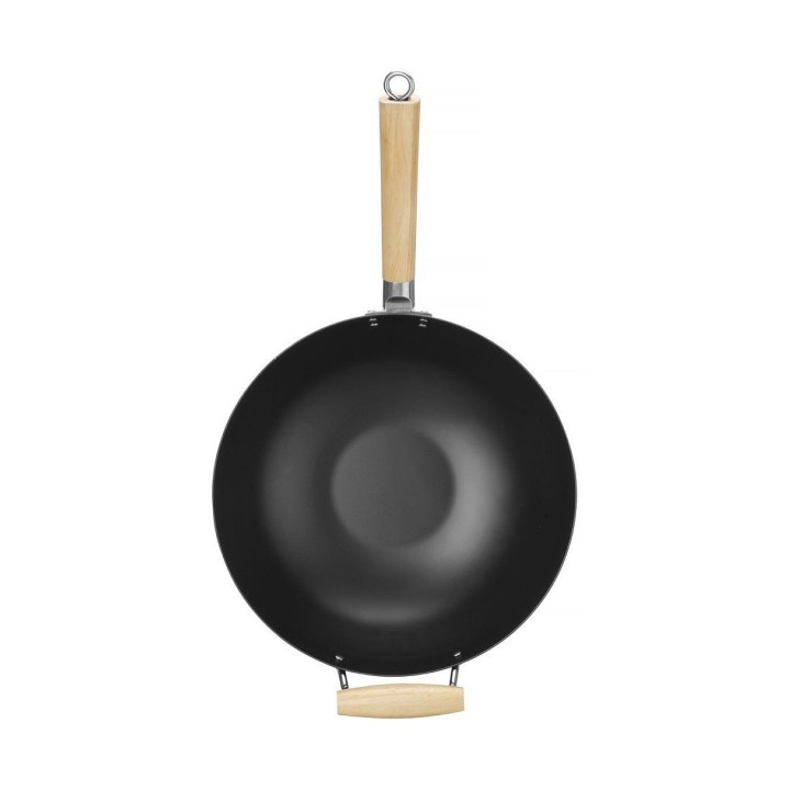 Wok avec manche en bois