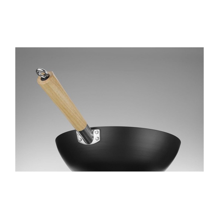 Wok avec manche en bois