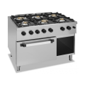 FOURNEAU 6 FEUX GAZ SUR FOUR GAZ GN 2/1 E6GFG MBM