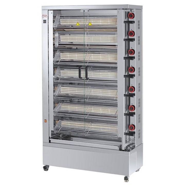 ROTISSOIRE A POULETS GAZ, 8 BROCHES, MAX 32 POULETS ROTG32EKO FECA