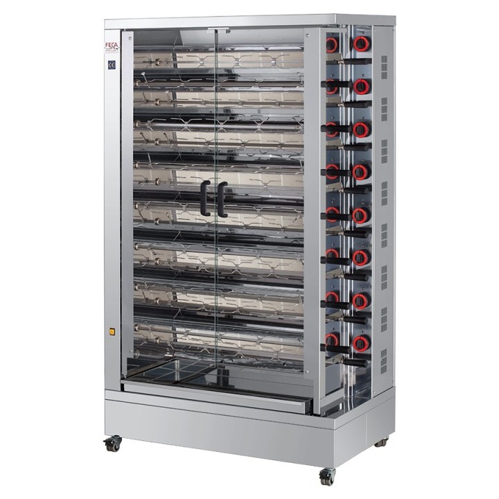 ROTISSOIRE A POULETS GAZ, 15 BROCHES, MAX 60 POULETS ROTG60EKO FECA