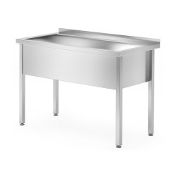 Table avec bac de lavage simple – soudé, profondeur 700 mm, hauteur du bac 300 mm