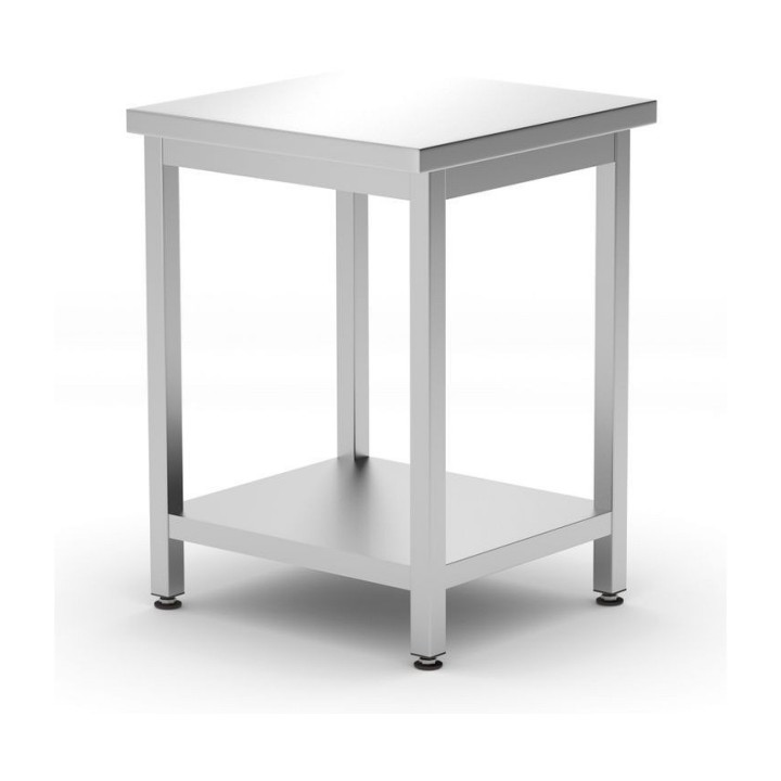 Table de travail centrale avec étagère – vissée, profondeur 600 mm