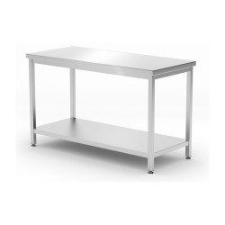 Table de travail centrale avec étagère – vissée, profondeur 600 mm