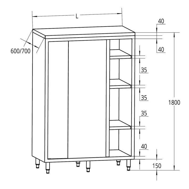 ARMOIRE MURAL HAUTE EN INOX, L 1400 MM JTAH146 FORCAR