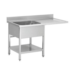 Plonge lave-vaisselle - 1 bac - égouttoir à droite - 1200 × 600 × 850 mm