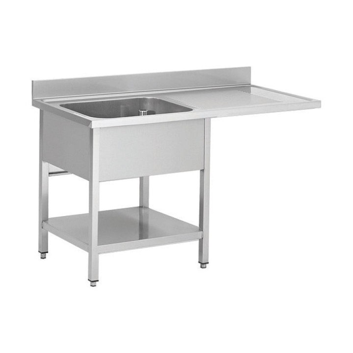 Spoeltafel voor vaatwasser - 1 spoelbak - afdruipvlak rechts - 1400 × 600 × 850 mm