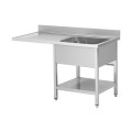 Plonge lave - vaisselle - 1 Bac - égouttoir à gauche - 1400 × 600 × 850 mm
