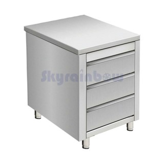 Placard central inox - 3 tiroirs - 500 × 600 × 850 mm