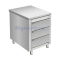 Placard central inox - 3 tiroirs - 500 × 600 × 850 mm