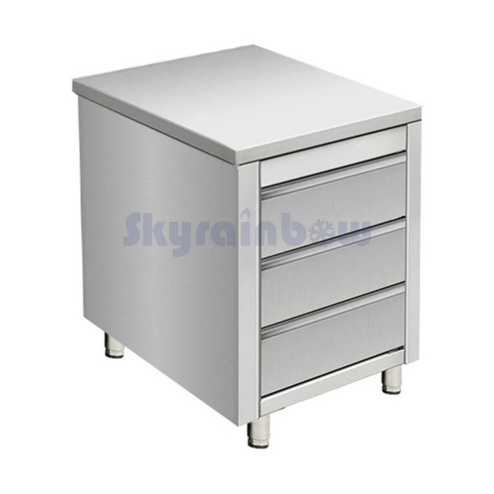 Placard central inox - 3 tiroirs - 500 × 600 × 850 mm