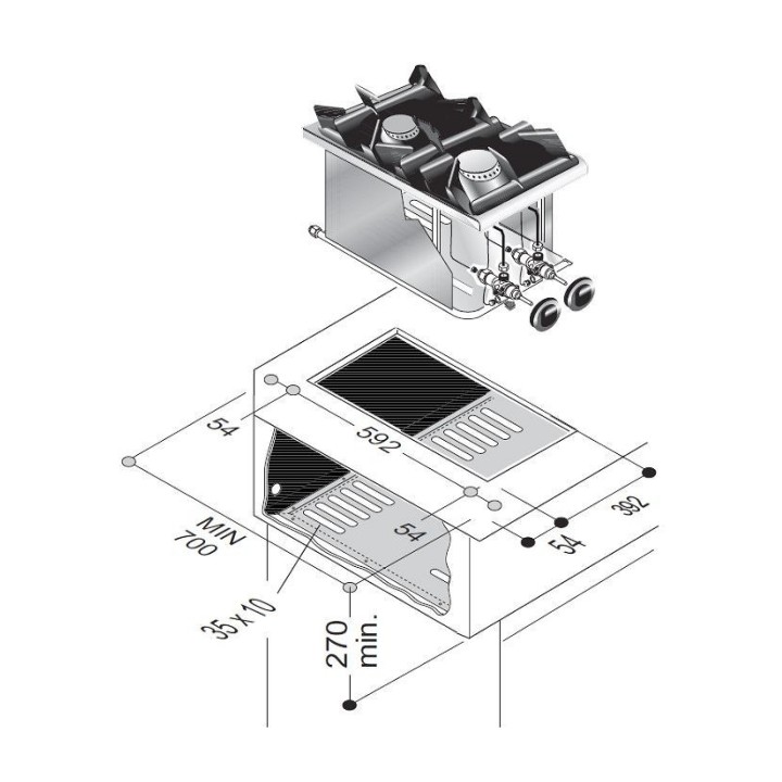 CUISINIÈRE À GAZ 2 BR. 9KW