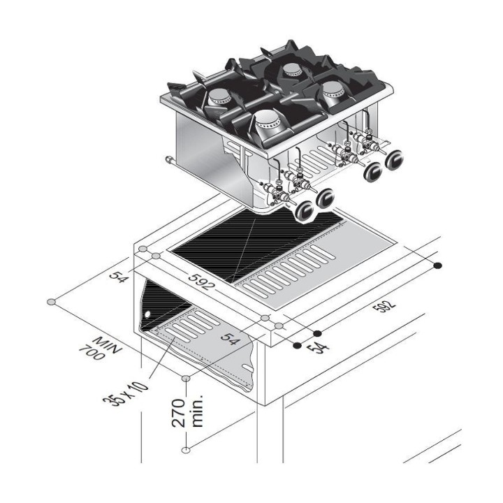 CUISINIÈRE À GAZ 4 BR. 18KW