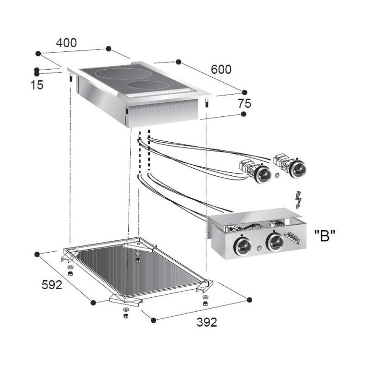 CUISINIÈRE EN CÉRAMIQUE 2 ZONES