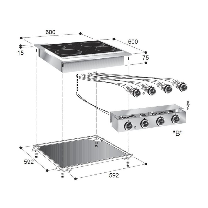 CUISINIÈRE EN CÉRAMIQUE 4 ZONES
