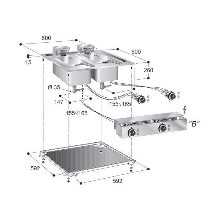 FRITEUSE ÉL. 2X10 L