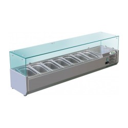 SALADETTE REFRIGEREE 7 x GN 1/4, AVEC VITRE, L 1500 MM FV15C14 FORCOLD