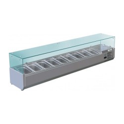 SALADETTE REFRIGEREE 9 x GN 1/4, AVEC VITRE, L 1800 MM FV18C14 FORCOLD