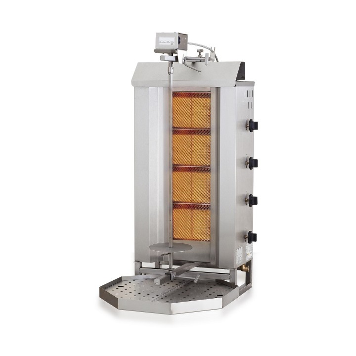 GYROS GRILL DE GAZ MOTEUR AU-DESSUS 4 ZONES DE CHAUFFAGE