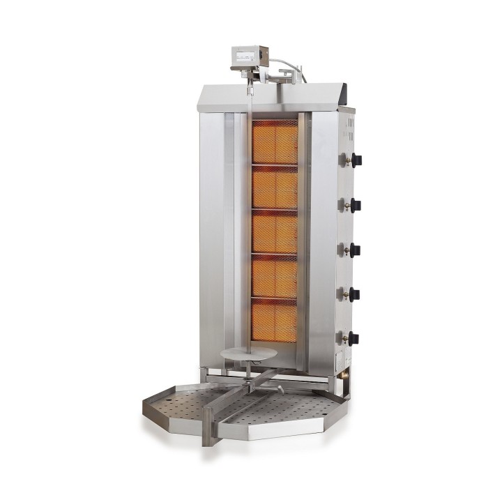 GYROS GRILL DE GAZ MOTEUR AU-DESSUS 5 ZONES DE CHAUFFAGE