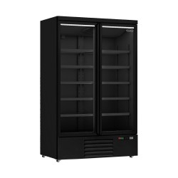 RÉFRIGÉRATEUR 2 PORTES EN VERRE NOIR JDE-1000R BL