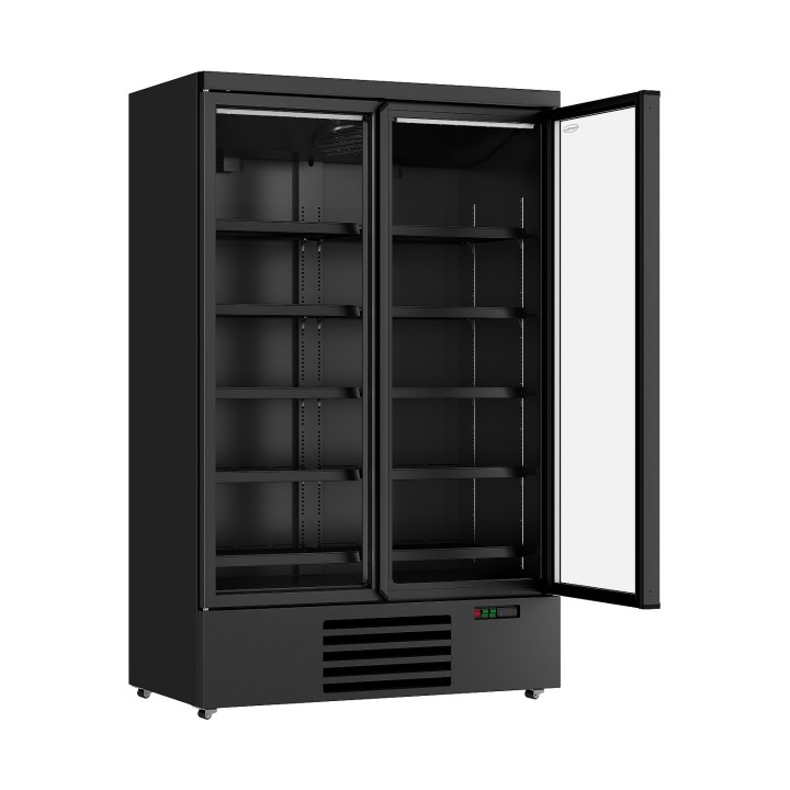 RÉFRIGÉRATEUR 2 PORTES EN VERRE NOIR JDE-1000R BL