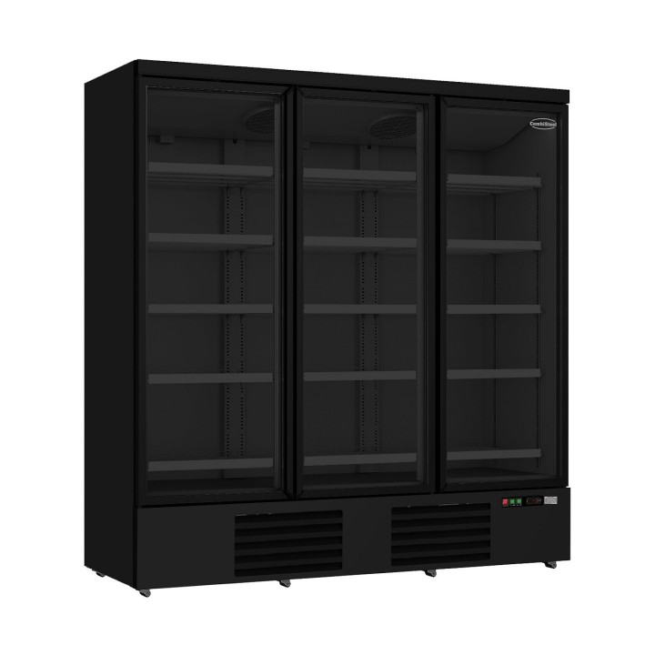 RÉFRIGÉRATEUR 3 PORTES EN VERRE NOIR JDE-1530R BL