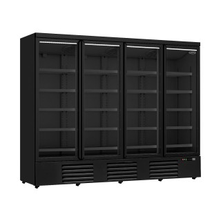 RÉFRIGÉRATEUR 4 PORTES EN VERRE NOIR JDE-2025R BL  *TRANSPORT SUR DEMANDE*
