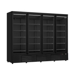 RÉFRIGÉRATEUR 4 PORTES EN VERRE NOIR JDE-2025R BL  *TRANSPORT SUR DEMANDE*