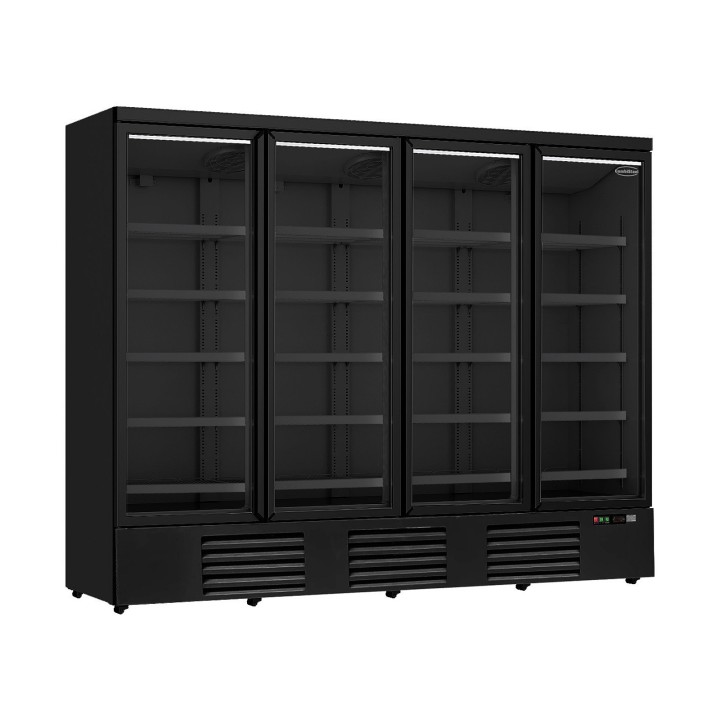 RÉFRIGÉRATEUR 4 PORTES EN VERRE NOIR JDE-2025R BL  *TRANSPORT SUR DEMANDE*