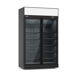 RÉFRIGÉRATEUR 2 PORTES EN VERRE NOIR INS-1000R BL