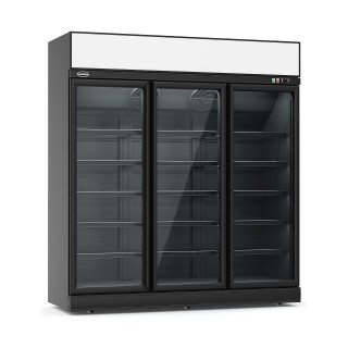 RÉFRIGÉRATEUR 3 PORTES EN VERRE NOIR INS-1530R BL