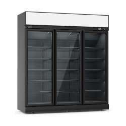 RÉFRIGÉRATEUR 3 PORTES EN VERRE NOIR INS-1530R BL