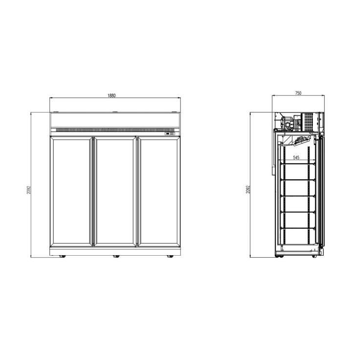 RÉFRIGÉRATEUR 3 PORTES EN VERRE NOIR INS-1530R BL