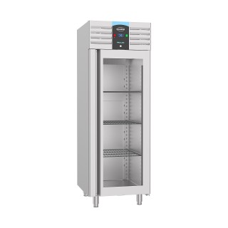 RÉFRIGÉRATEUR EN ACIER INOX PORTE EN VERRE MONO BLOCK 700 LTR