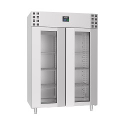 RÉFRIGÉRATEUR EN ACIER INOX PORTE EN VERRE MONO BLOCK 1400 LTR