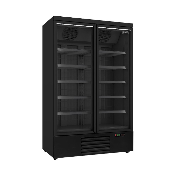 CONGÉLATEUR 2 PORTES EN VERRE NOIR JDE-1000F BL
