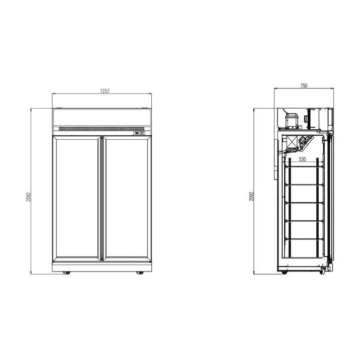 CONGÉLATEUR 2 PORTES EN VERRE INS-1000F