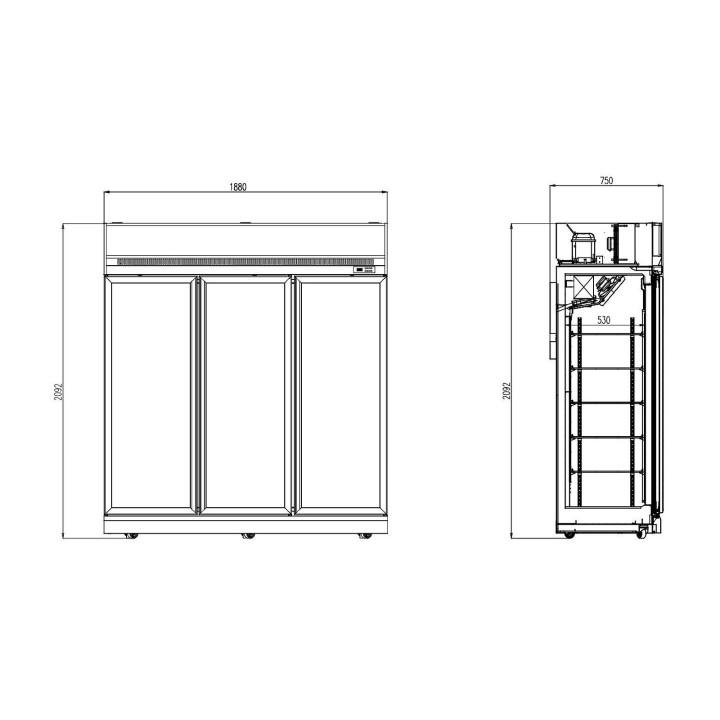 CONGÉLATEUR 3 PORTES EN VERRE INS-1530F
