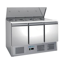 FRIGO SALADETTE, 3 PORTES, AVEC COUVERCLE INOX FMET1003C FORCOLD