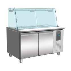 700 TABLE RÉFRIGÉRÉE AVEC VERRE 2 PORTES  3X 1/1 + 3X 1/6 GN RÉCIPIENT