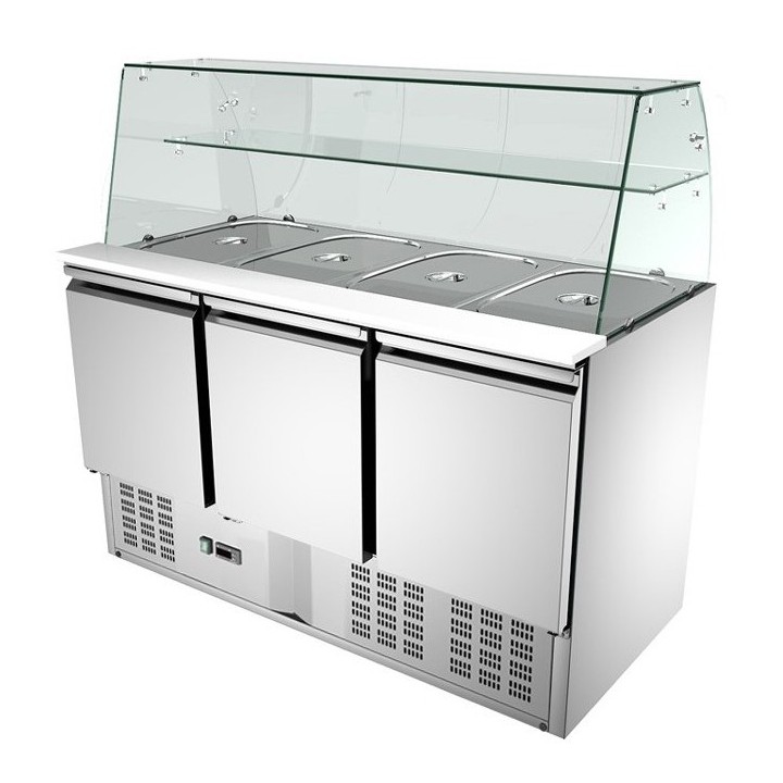 FRIGO SALADETTE, 3 DEUR, MET RUIT FMET1003CV COMBISTEEL