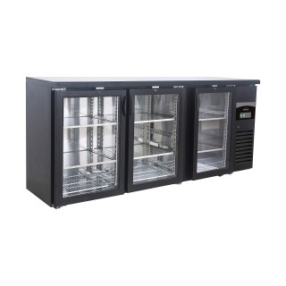 ARRIÈRE BAR RÉFRIGÉRÉE NOIR 3 PORTES EN VERRE