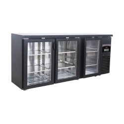 ARRIÈRE BAR RÉFRIGÉRÉE NOIR 3 PORTES EN VERRE