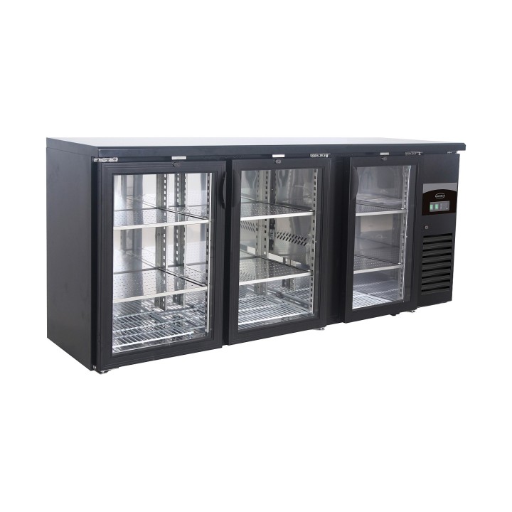 ARRIÈRE BAR RÉFRIGÉRÉE NOIR 3 PORTES EN VERRE
