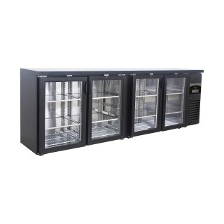 ARRIÈRE BAR RÉFRIGÉRÉE NOIR 4 PORTES EN VERRE  *TRANSPORT SUR DEMANDE*