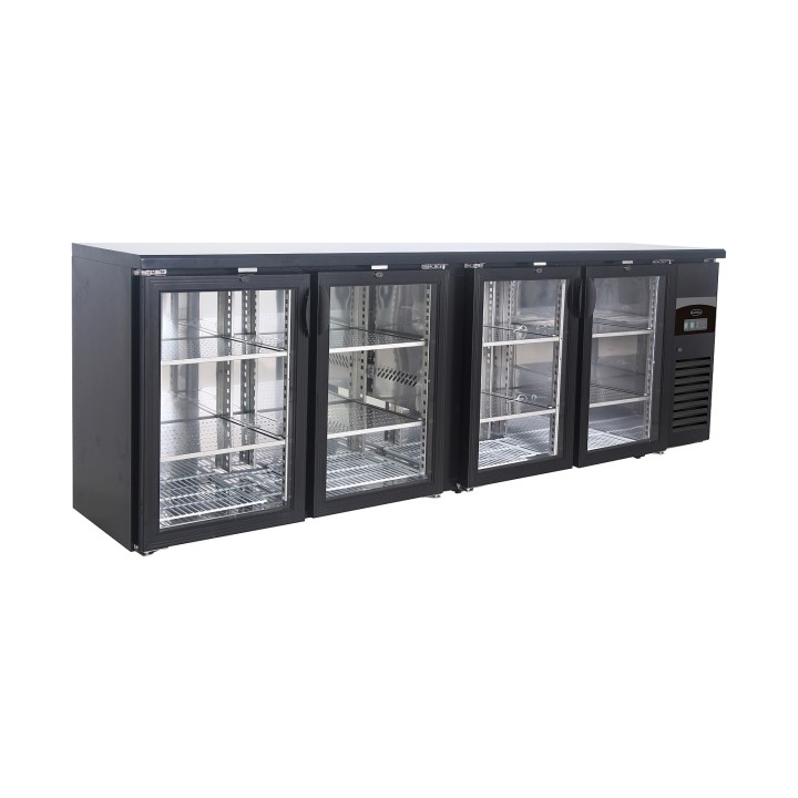 ARRIÈRE BAR RÉFRIGÉRÉE NOIR 4 PORTES EN VERRE  *TRANSPORT SUR DEMANDE*