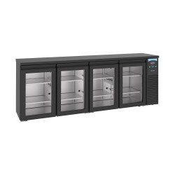 ARRIÈRE BAR RÉFRIGÉRÉE NOIR 4 PORTES EN VERRE  *TRANSPORT SUR DEMANDE*